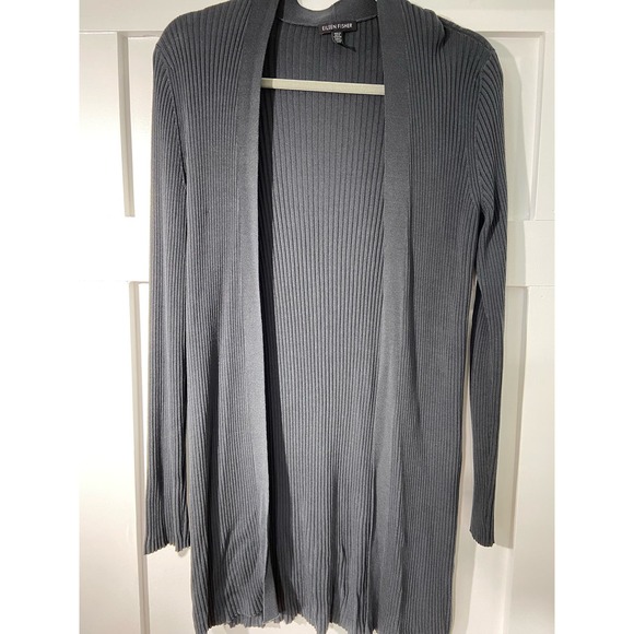 Eileen Fisher Sleek Tencel Lyocell Rib Long Cardigan size small * wom266 - Picture 7 of 12